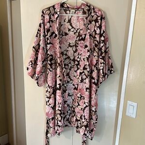 Vintage Satin Floral Robe
